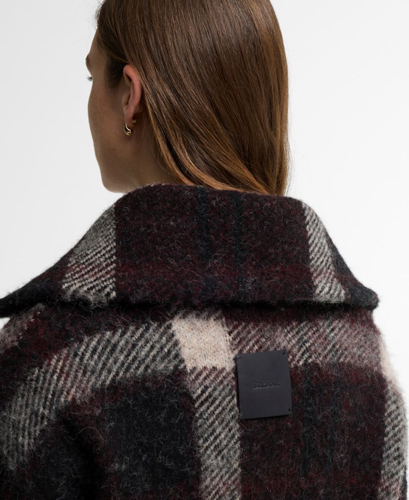 Women's Carville Alpaca Wool-Blend Tartan Jacquard Funnel Neck Cardigan