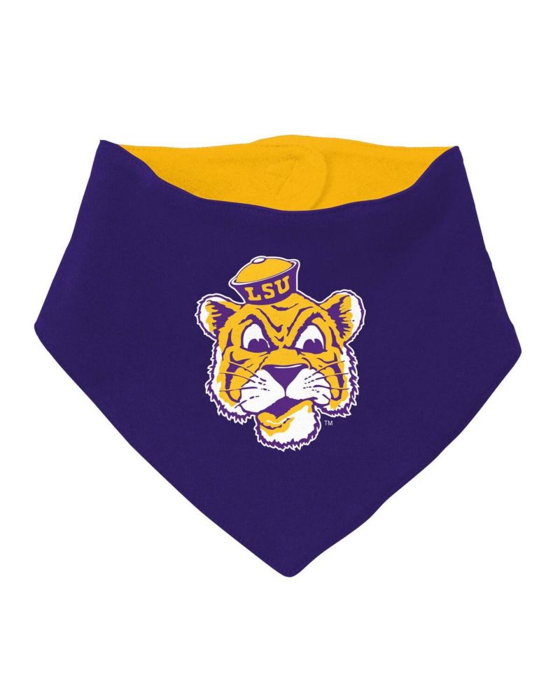 Baby Boys and Girls Purple LSU Tigers Bodysuit, Bib and Bootie, Set of 3
