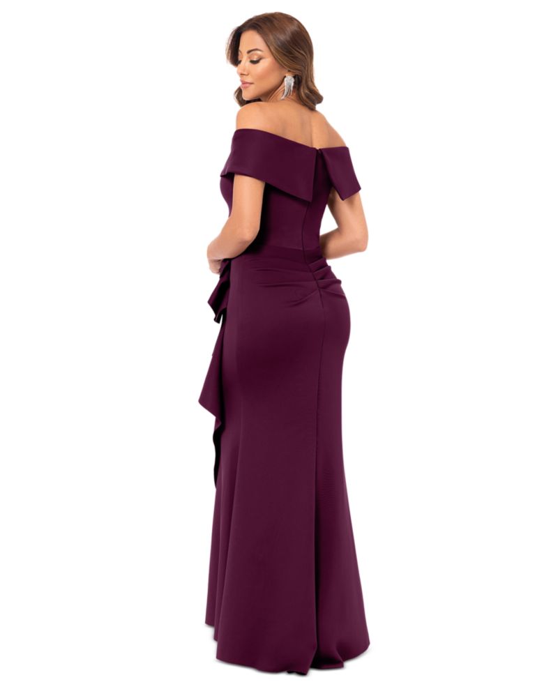 Women's Scuba Off-The-Shoulder Gown