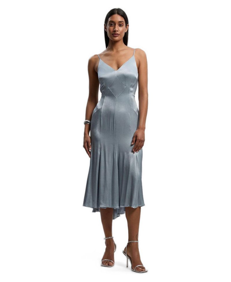 Women's Satin Strappy Midi Dress