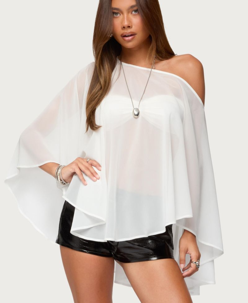 Women's Sheer Chiffon Asymmetric Poncho