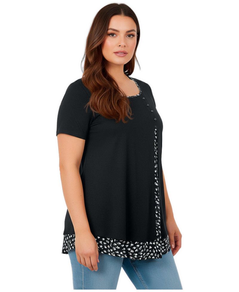 Women's Short Sleeve Layered Tunic