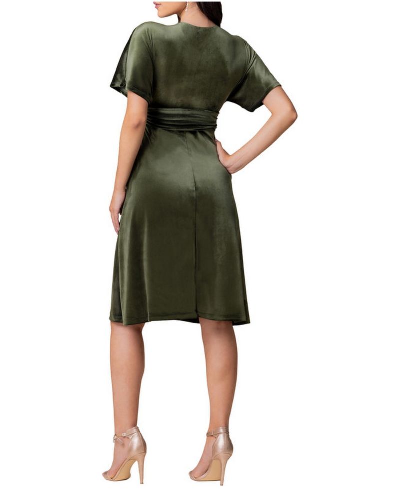Women's Angelic Velvet Midi Cocktail Dress with Pockets