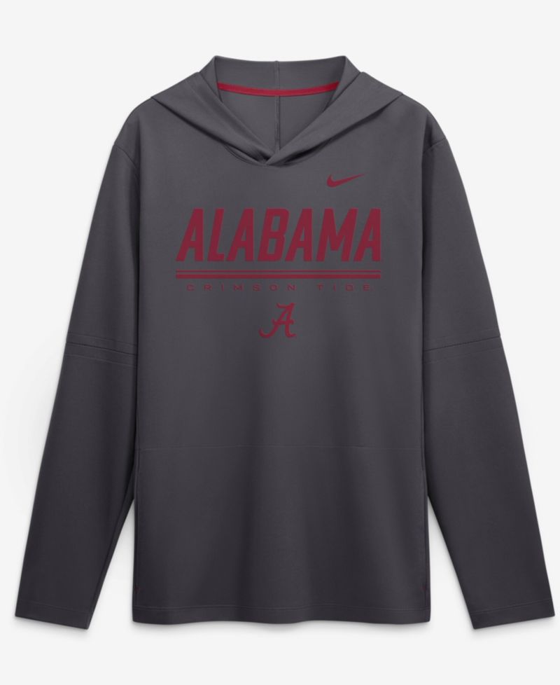 Men's Anthracite Alabama Crimson Tide 2026 Sideline Lightweight Long Sleeve Hooded Dri-FIT Top