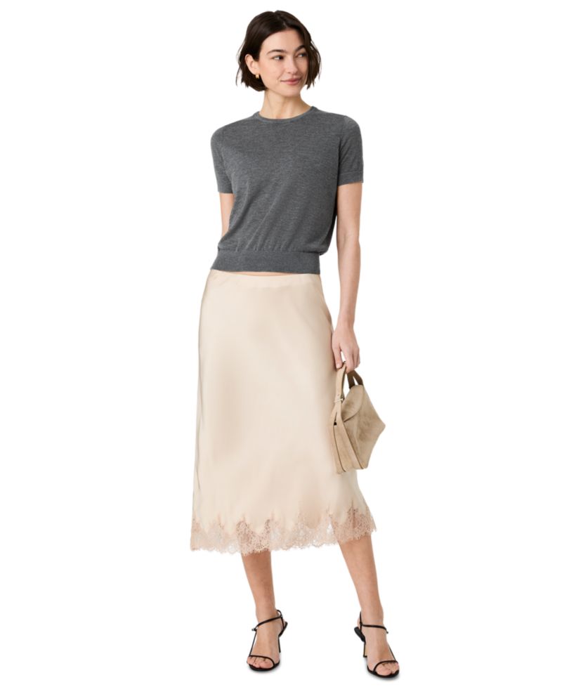 Women's Ennis Satin Lace Midi Skirt