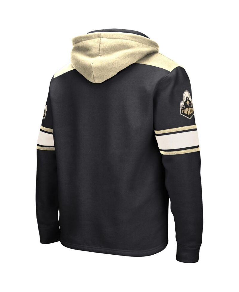 Men's Black Purdue Boilermakers Big and Tall Hockey Lace-Up Pullover Hoodie