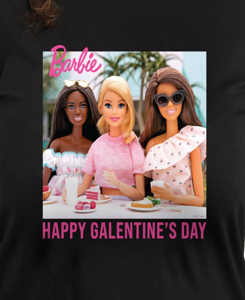 Plus Size Trendy Barbie Happy Galentine's Day Graphic Crew Neck T-Shirt