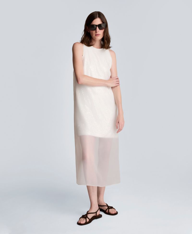 Women's Crewneck Sheer Overlay Dress