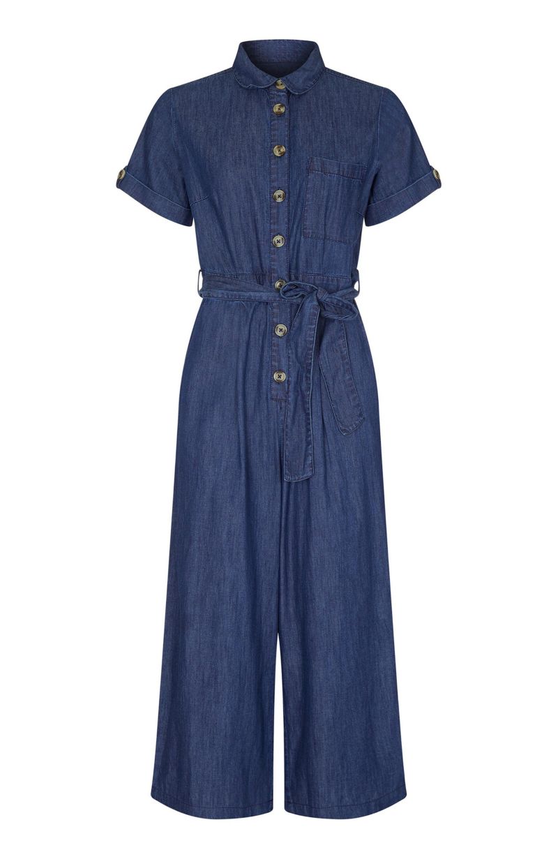 Women's Chambray Light Denim Button Jumpsuit