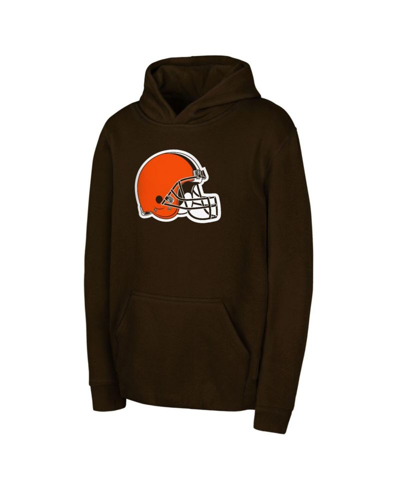 Big Boys and Girls Brown Cleveland Browns Team Logo Pullover Hoodie