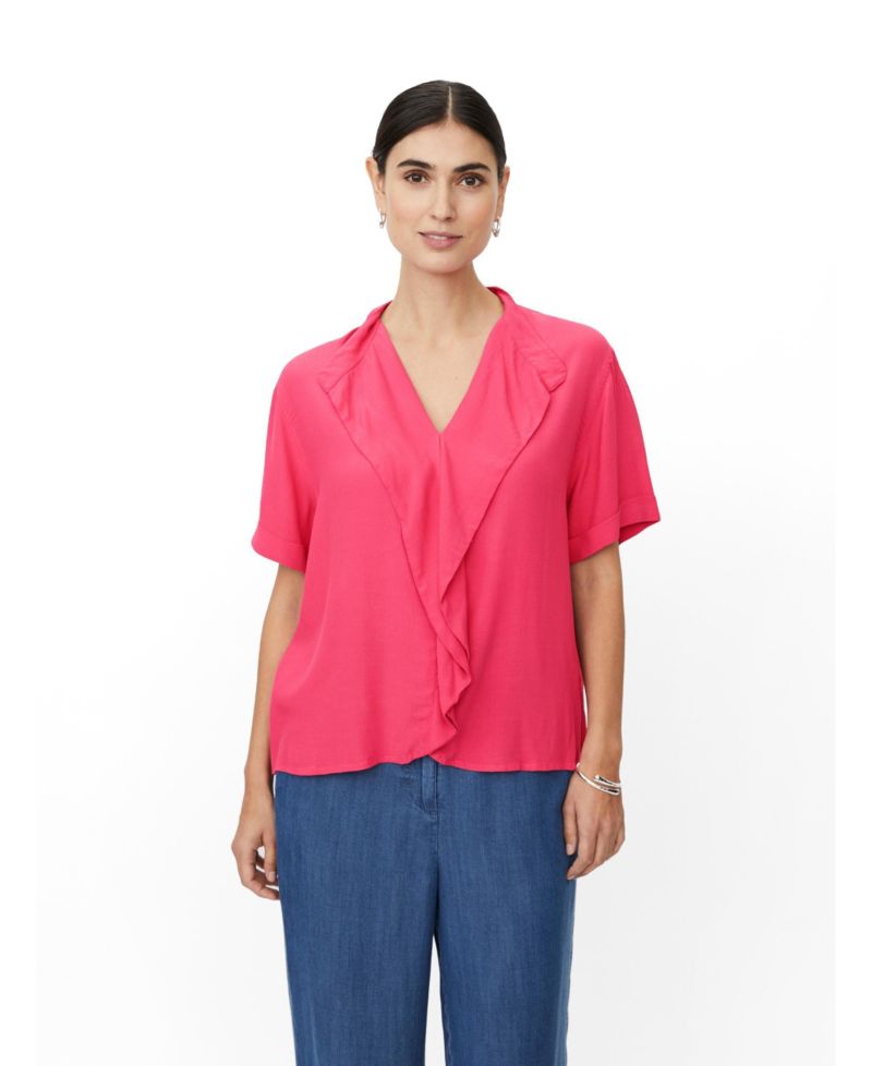 Women's MaDyvora V-Neck Short-Sleeve Ruffle Blouse