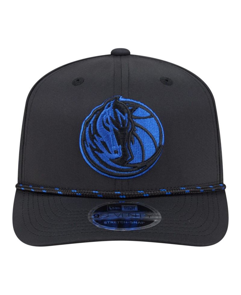 Men's Black Dallas Mavericks Sport Rope Vented Stretch-Snap 9SEVENTY Hat