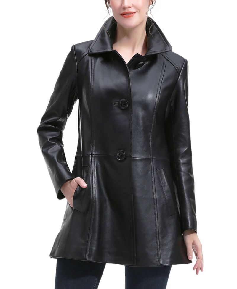 Women's Eloise A-Line Leather Coat