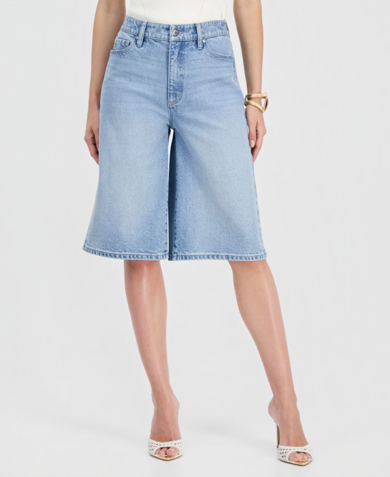 Women's High Rise Long Denim Shorts