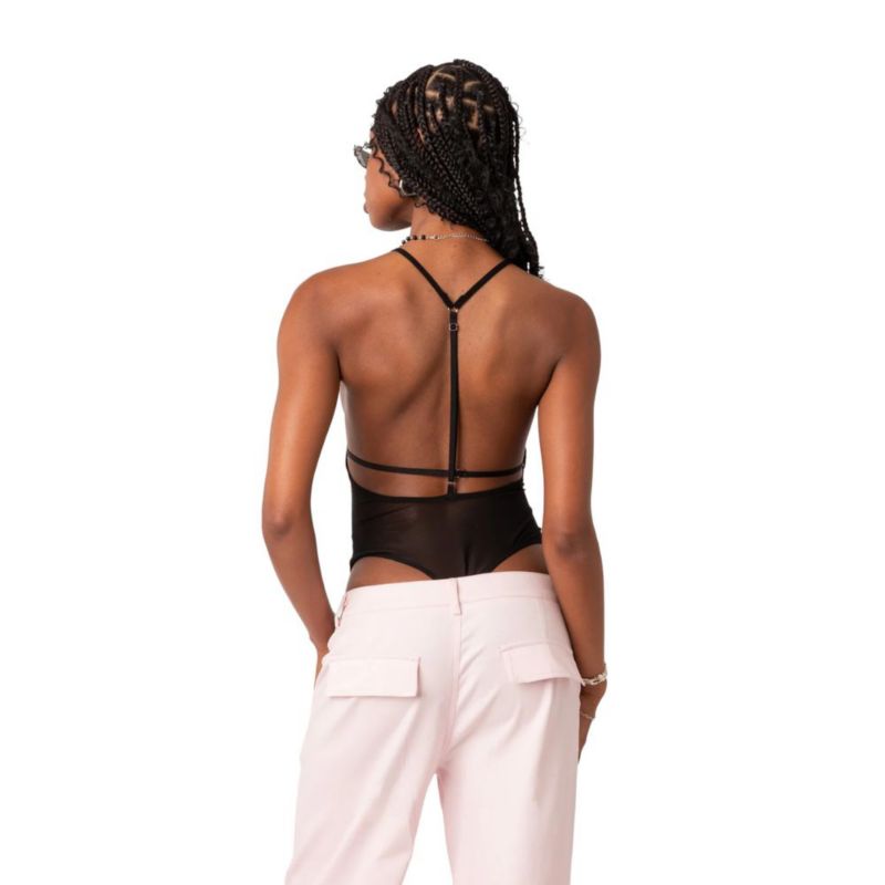 Women's Alva Open Back Sheer Mesh Bodysuit