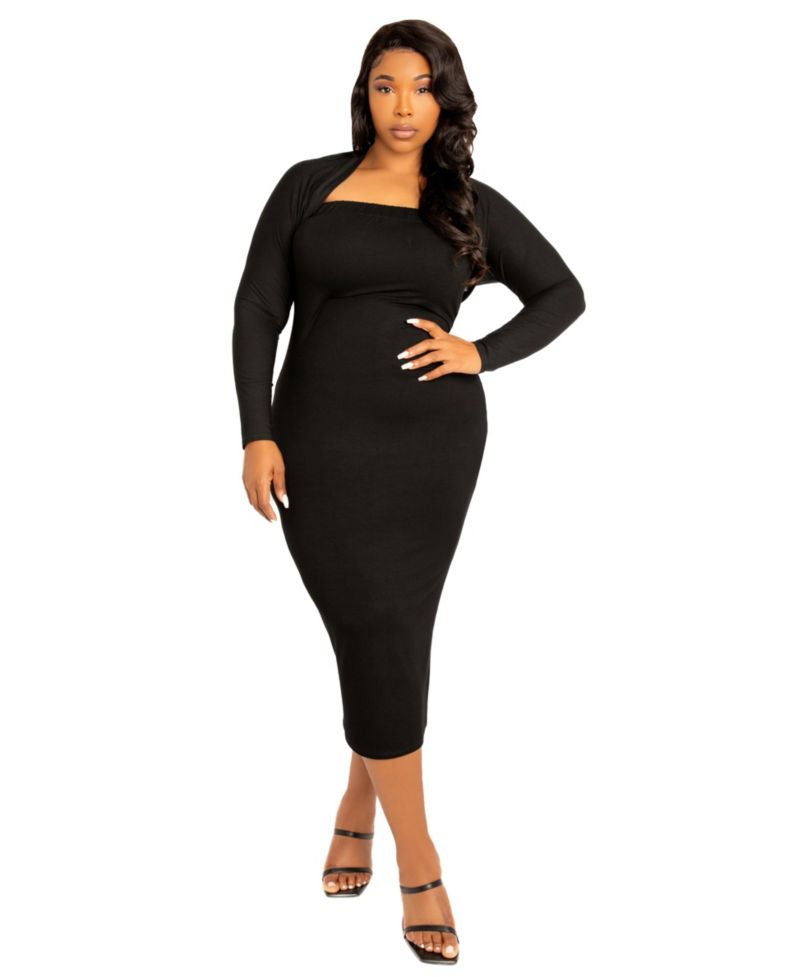 Plus Size Modal Tube Dress and Shrug Set
