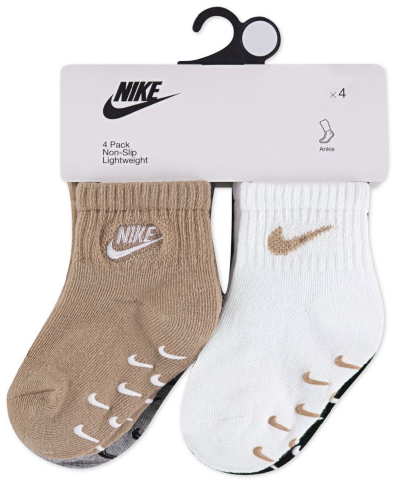 Baby Girls' or Baby Boys' and Toddler Logo Gripper Socks, 4-Pack