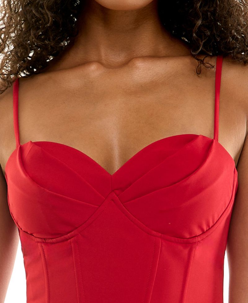 Juniors' Sweetheart Fit & Flare Corset Dress