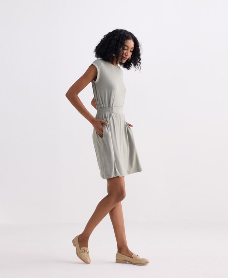 Women's Short Dress With Smocking Side Detail