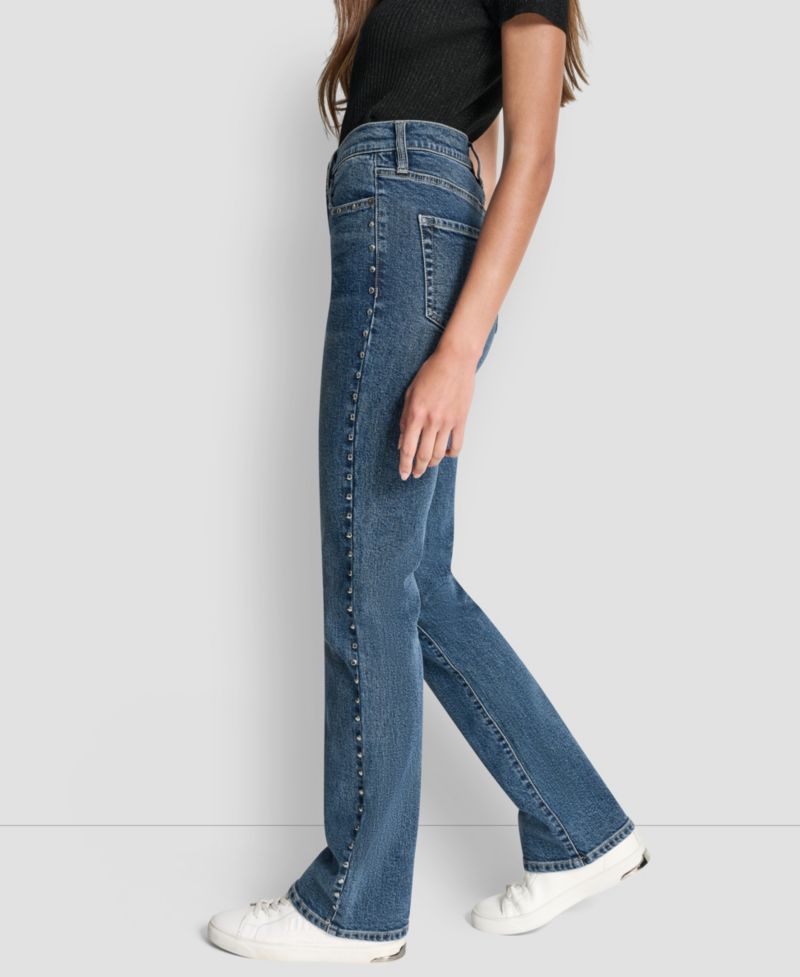 Women's Side Studded High-Rise Bootcut Jeans