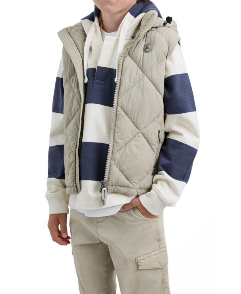 Boys' 4-20 Puffer Hooded Vest with Rubberised Skull Detail