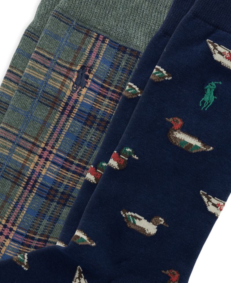 Men's Knit In Critters/Plaid Crew Socks, 2-Pack
