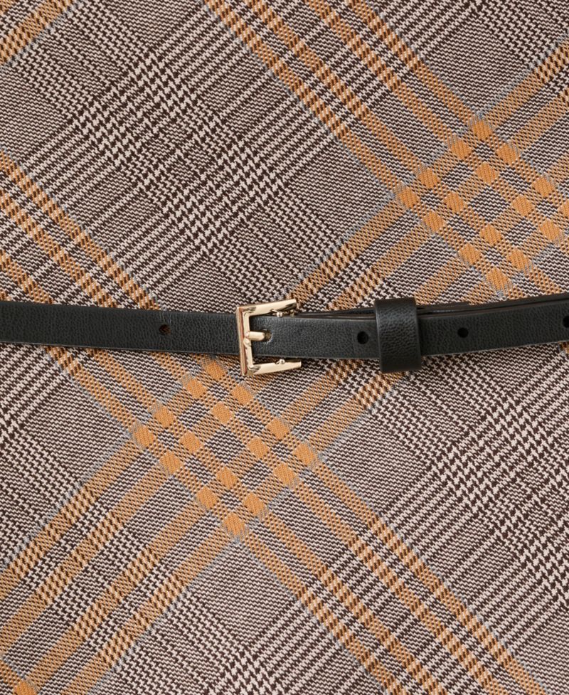 Women's Belt Checked Skirt