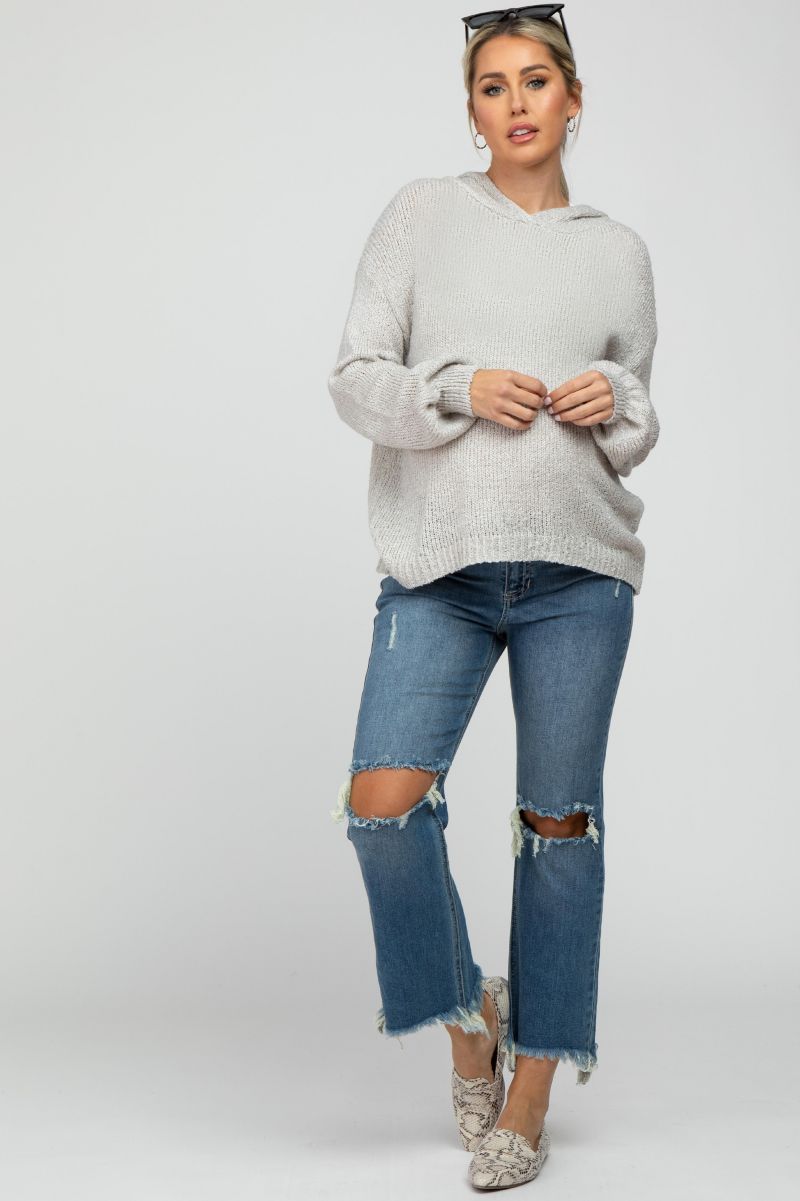 Women's Blue Frayed Wide Leg Cropped Jeans