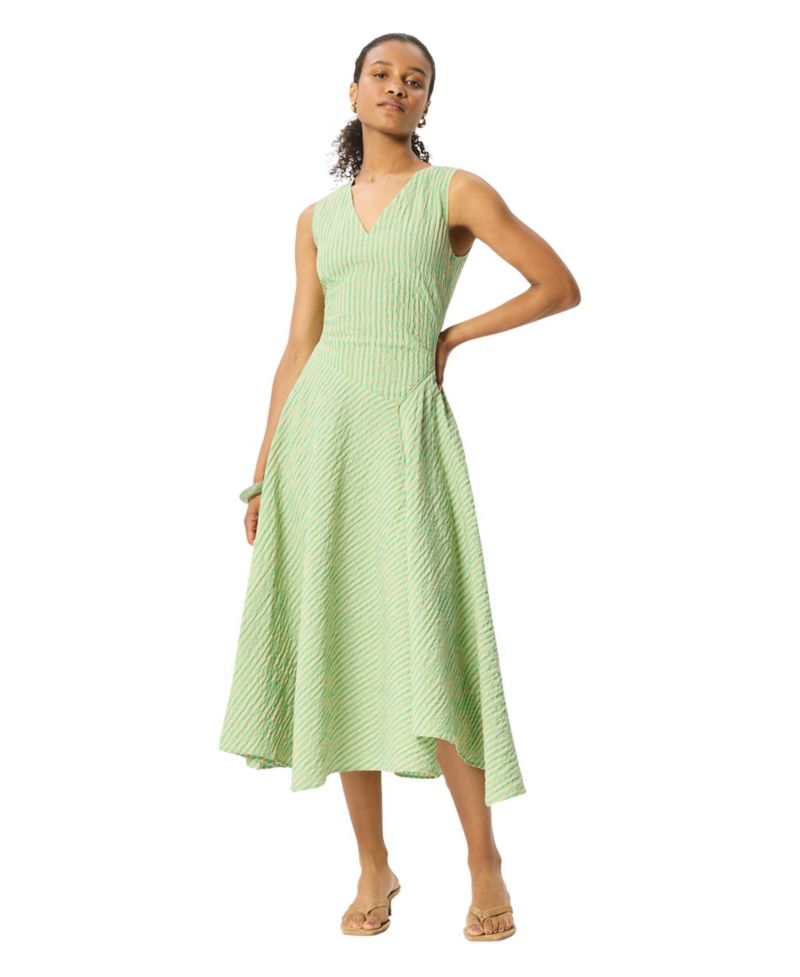 Women's Checked V-Neck Asymmetric Dress