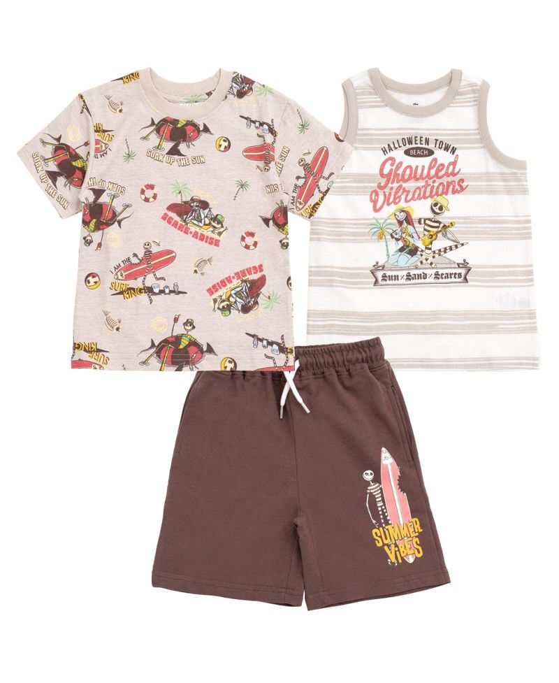 Nightmare Before Christmas Kids Outfit/Sets(5-12)Boys' 3-Piece Tee Tank and Shorts Set