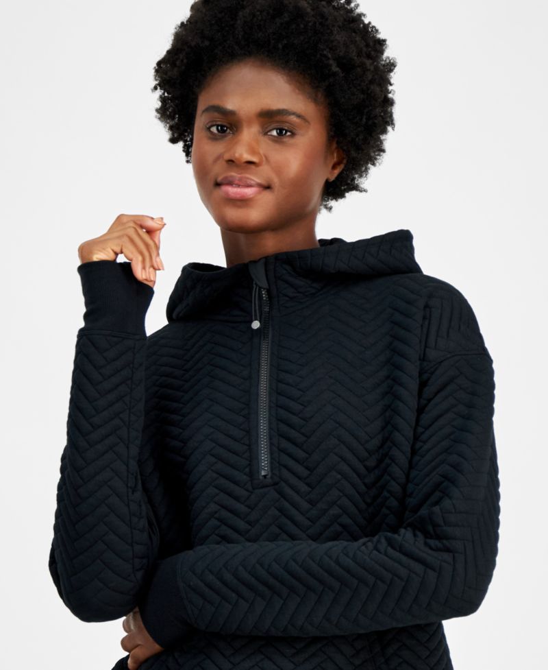 Women's Relaxed Quilted Quarter-Zip Hoodie