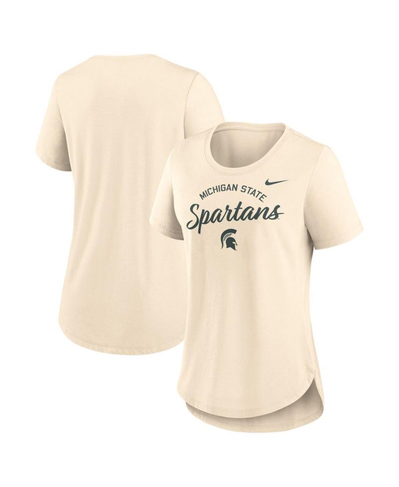 Women's Cream Michigan State Spartans Script Logo Tri-Blend T-Shirt
