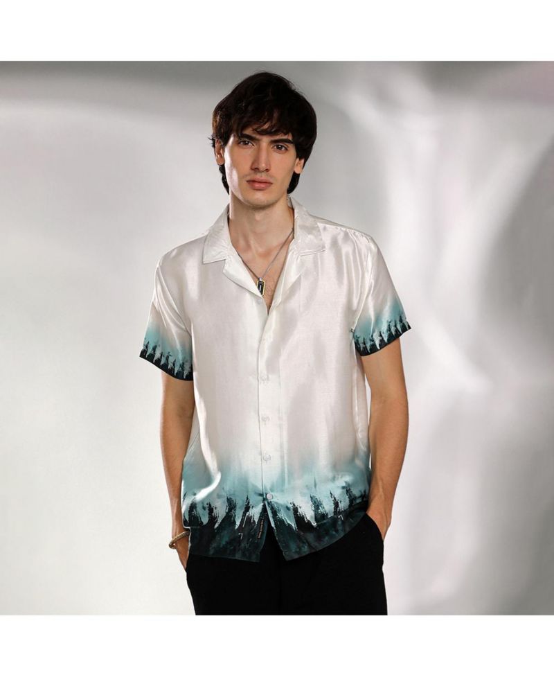 Men's Ivory White & Pine Green Pine Ombre Shirt
