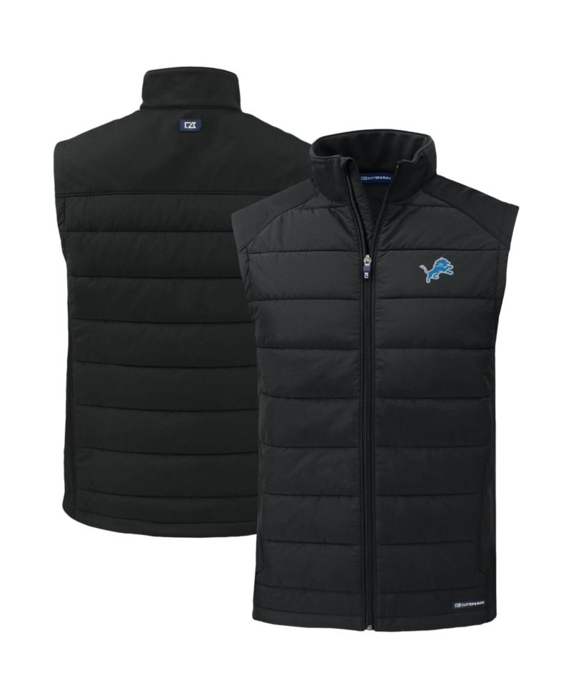 Men's Black Detroit Lions Primary Mark Evoke PrimaLoft Hybrid Eco Softshell Full-Zip Vest