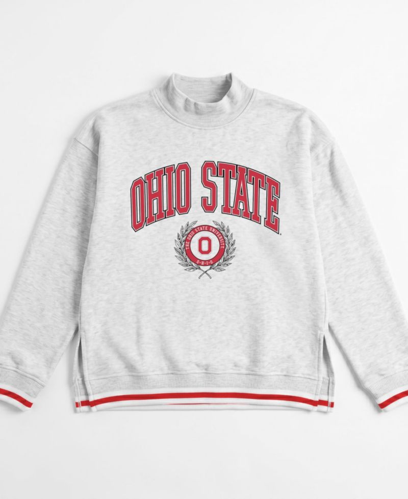 Women's Gray Ohio State Buckeyes Rally Point Contrast Stripe Mock Neck Sweatshirt