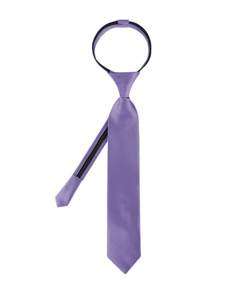 Boys Solid Satin Pre-Tied Zipper Tie