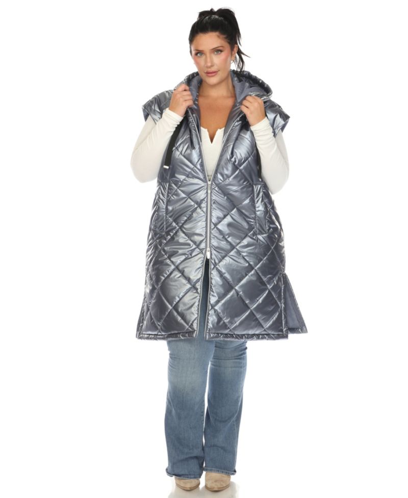 Plus Size Metallic Puffer Vest Jacket