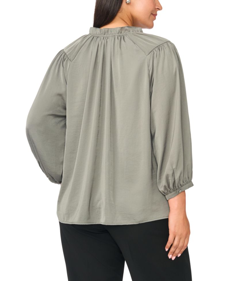 Plus Size Raglan-Sleeve Peasant Blouse