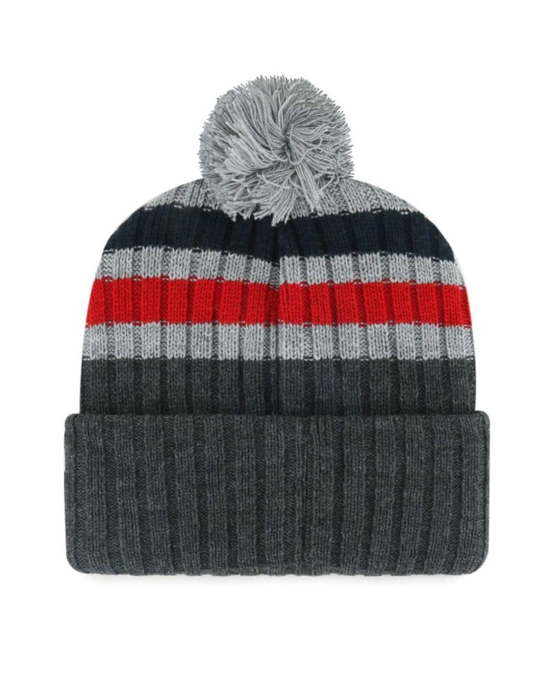Men's Gray Washington Nationals Stack Cuffed Knit Hat with Pom
