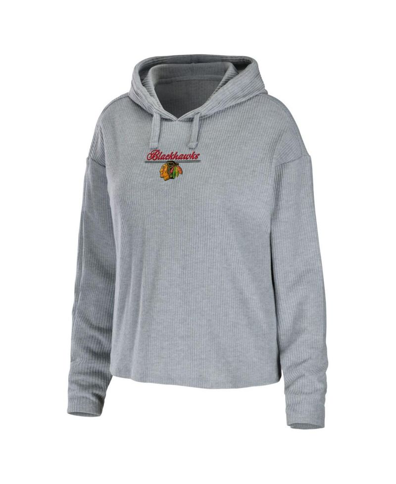 Women's Heather Gray Chicago Blackhawks Logo Pullover Hoodie and Pants Sleep Set