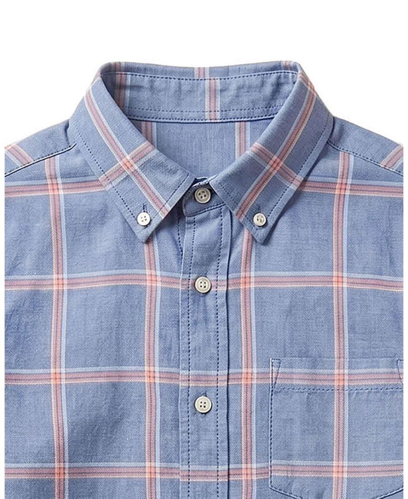 Little and Big Boys' S- XL Organic Long Sleeve Stretch Poplin Shirt