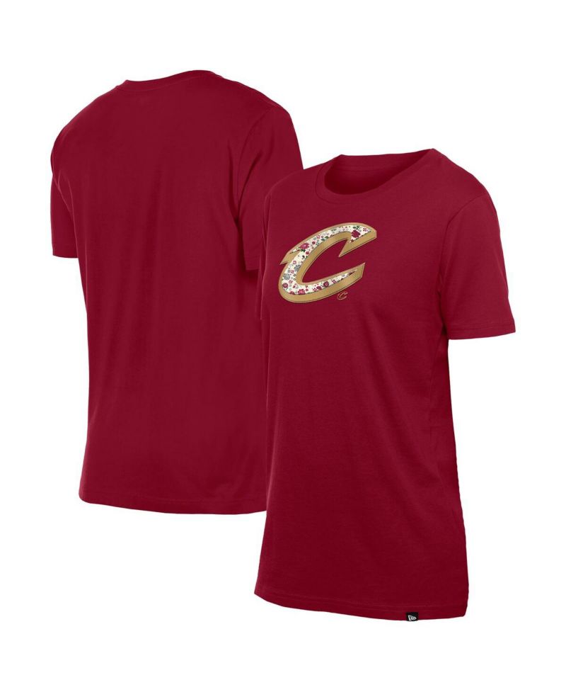 Women's Wine Cleveland Cavaliers Glam Game Flower T-Shirt