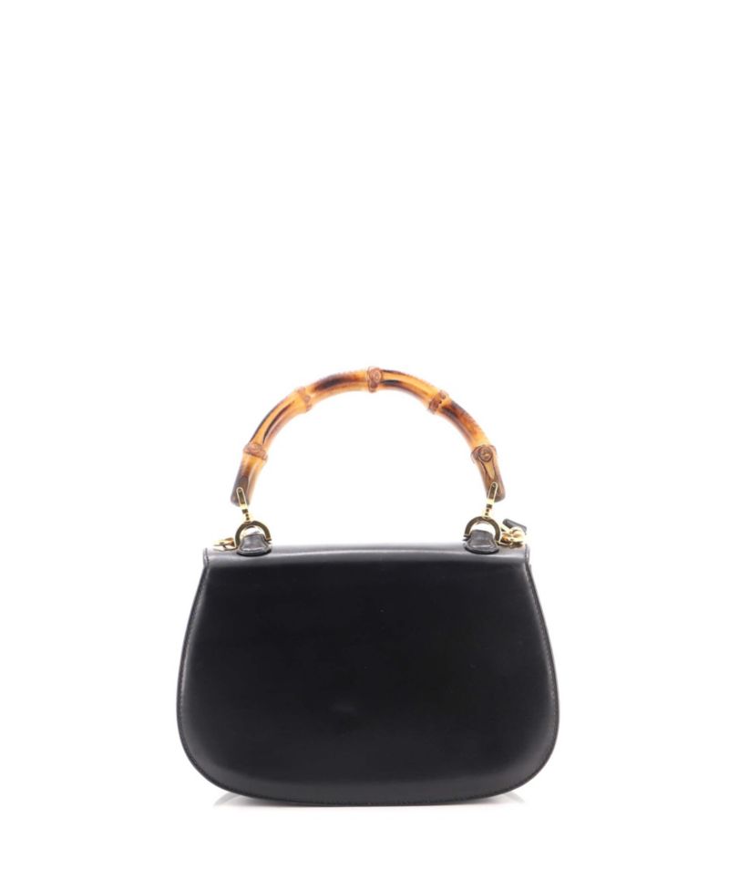 Small Vintage Convertible Bamboo Top Handle Bag Leather