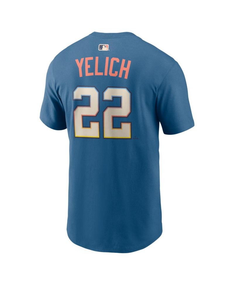 Men's Christian Yelich Mineral Blue Milwaukee Brewers 2026 City Connect Name & Number T-Shirt