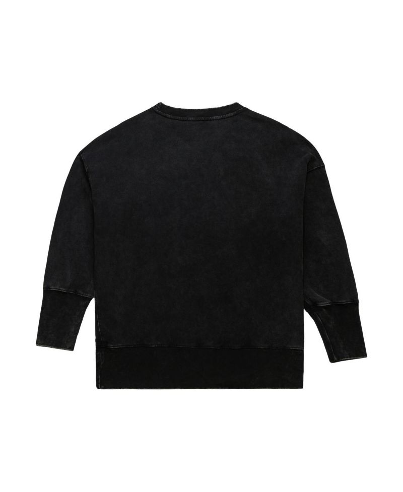 Women's Black Green Bay Packers Delineate Mineral Wash Crewneck Sweatshirt