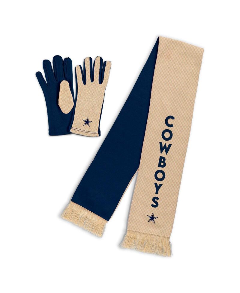 Women's Dallas Cowboys Tonal Microcheck Scarf Glove Set