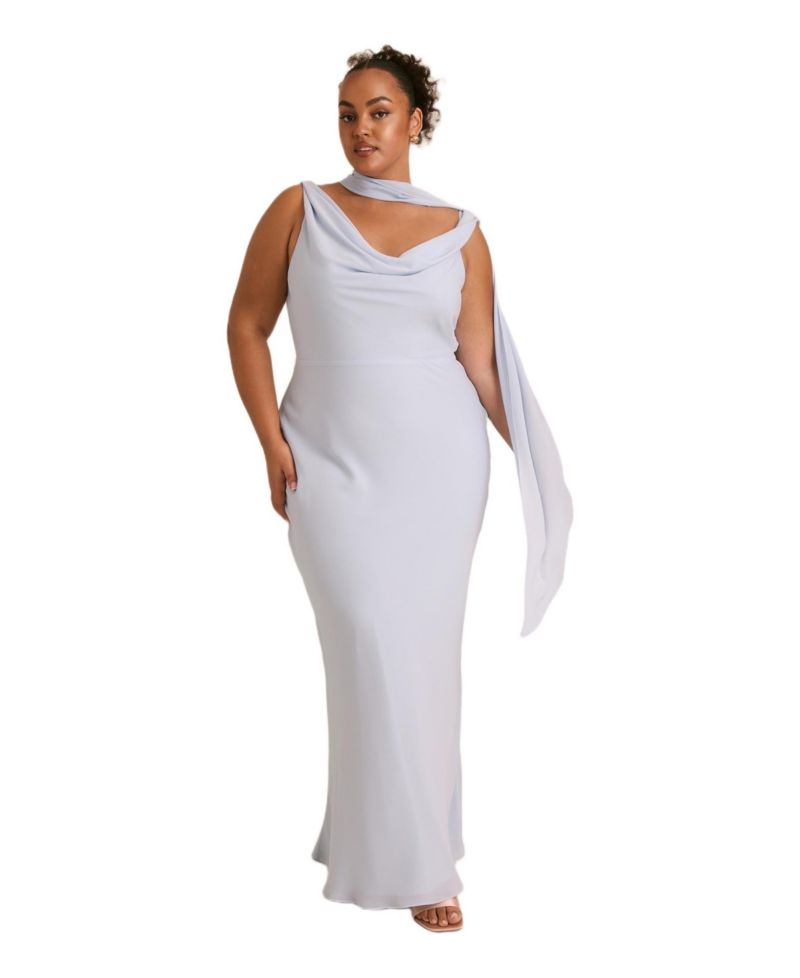 Women's Plunge Cowl Chiffon Bridesmaid Dress