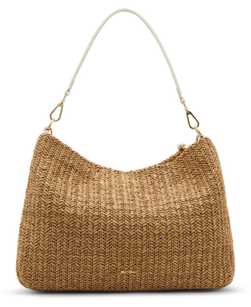 Straw Cultured Pearl Large Hobo Bag