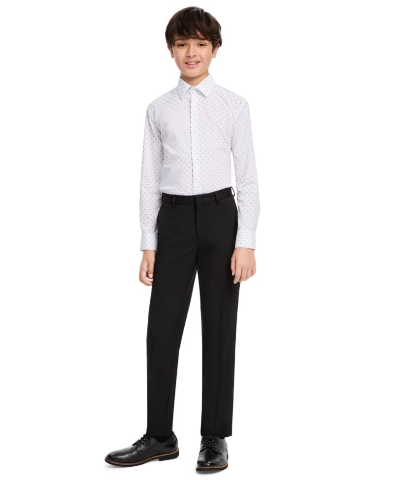 Boys' 4-20 Squares Button-Front Spread-Collar Cotton-Blend Shirt