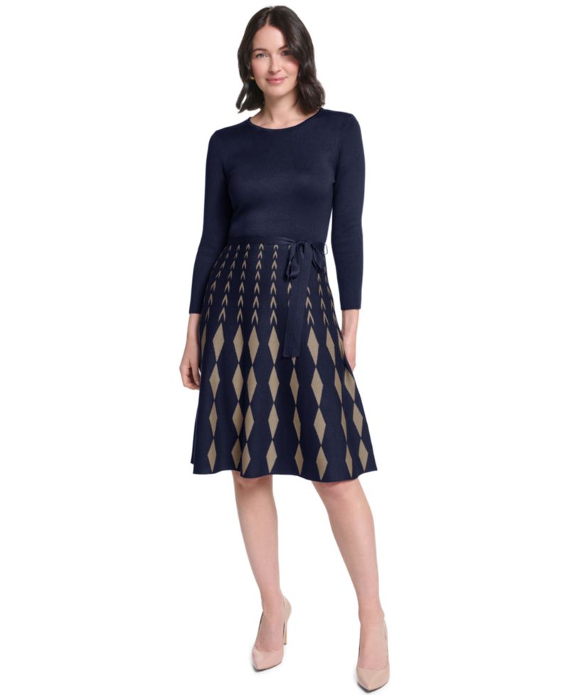 Women's 3/4 Sleeve Fit & Flare Dress